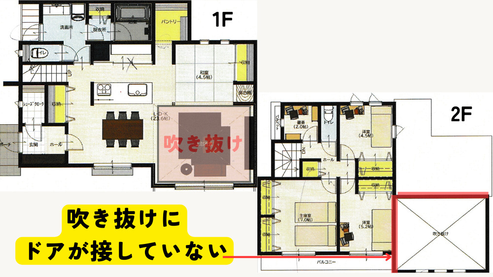 吹き抜け
壁に囲まれてる